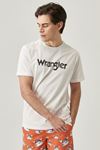 Wrangler Lightweight SS Logo Crew Neck Bisiklet Yaka Erkek Beyaz Tişört - W211922102