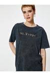 Koton Kadın Antrasit Tişört - 4SAL10070IK