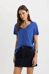 Defacto Kadın Mavi Tişört - W9578AZ/BE46