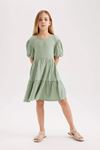 Defacto Kız Çocuk Yeşil Elbise - B4335A8/GN1107
