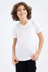 Defacto Erkek Çocuk Beyaz Tişört - K1693A6/WT34