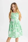 Defacto Kız Çocuk Yeşil Elbise - B4338A8/GN1224