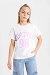 Defacto Kız Çocuk Beyaz Tişört - B5095A8/WT34