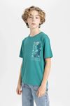 Defacto Erkek Çocuk Yeşil Tişört - C3347A8/GN255