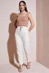 Fashion Friends Kadın Beyaz Kanvas Pantolon - 24Y0250K1
