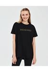 Skechers W Graphic Tee Crew Neck T-Shirt Kadın Siyah Tişört - S231293-001
