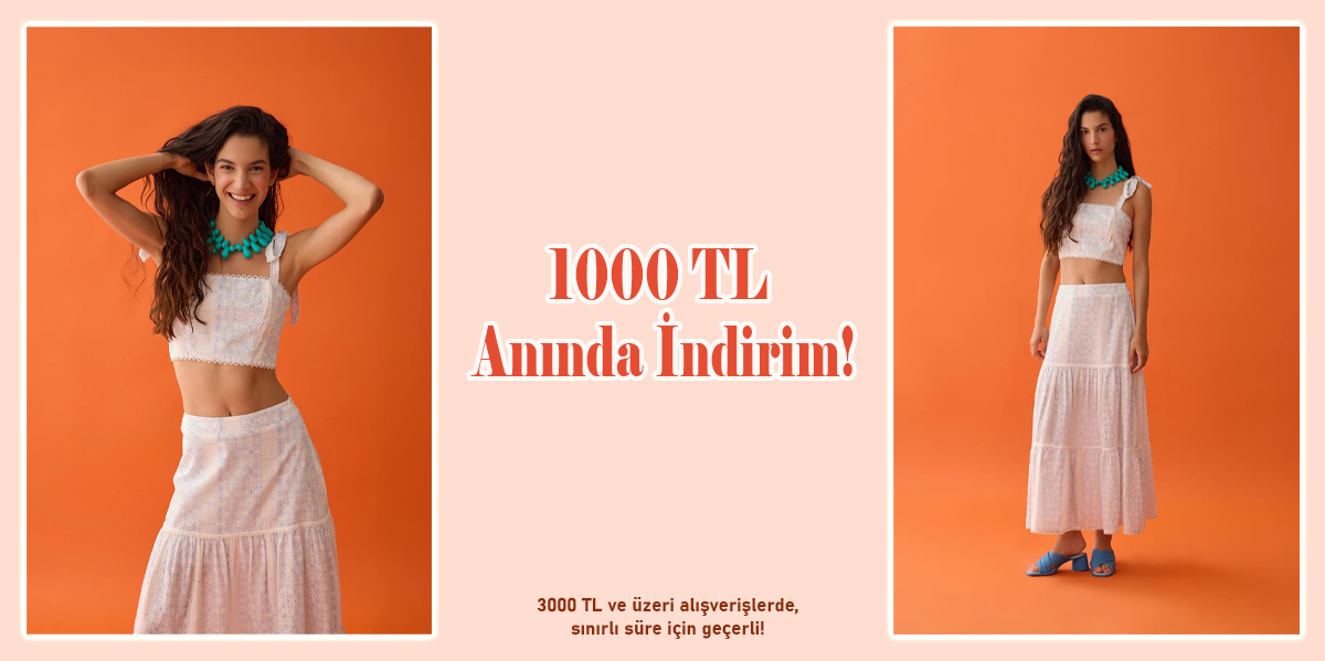 3000 TL üzeri Alışverişe Sepette 1000 TL İndirim